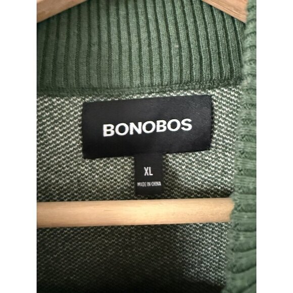 Bonobos Washable Cotton Cashmere Green Printed Half Zip Sweater Golf Preppy XL - Picture 7 of 9